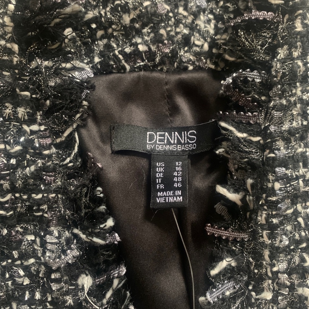 NWOT Dennis Basso Black and White Textured Blazer Coat - Picture 3 of 6